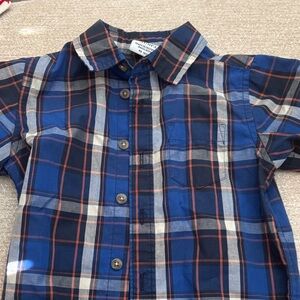 Wrangler Kids Blue and Red Plaid Button Down Shirt